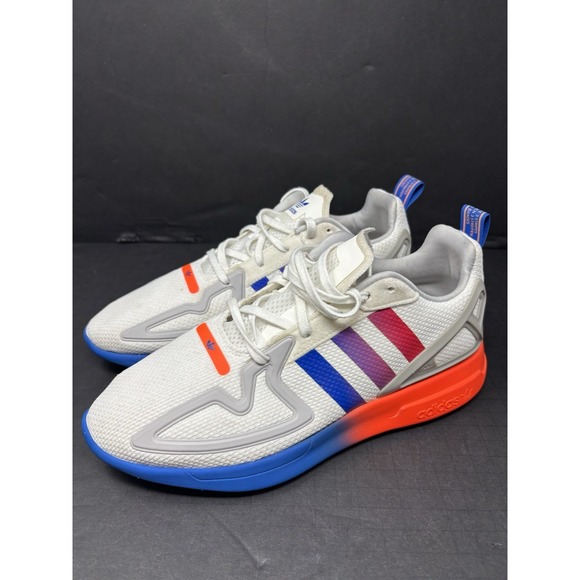 Adidas ZX 2K Flux Training Shoes #FX2044‎ White Royal Blue Solar Red Mens Sz 9 - Picture 1 of 7